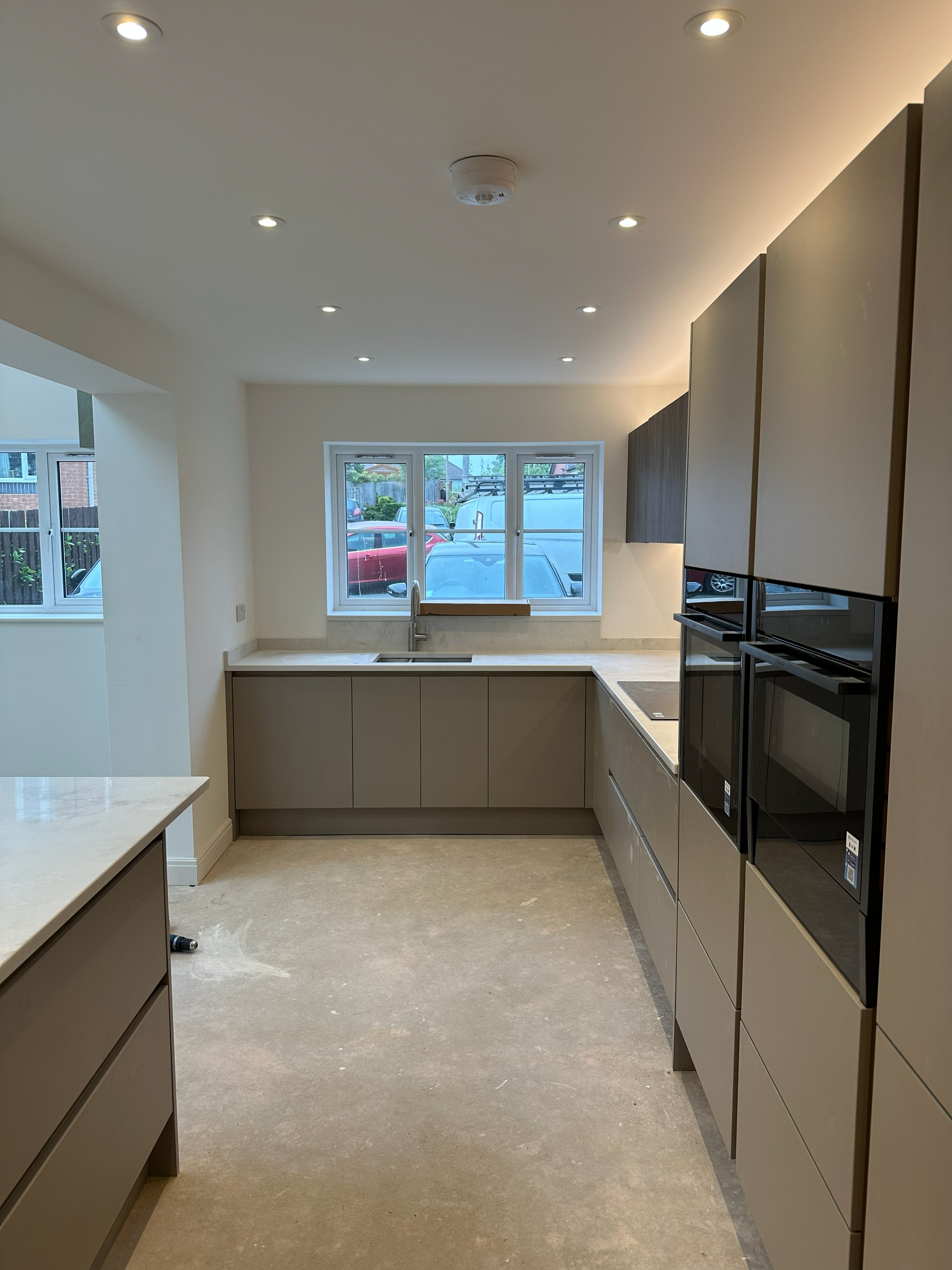 Kitchen installation with downlights